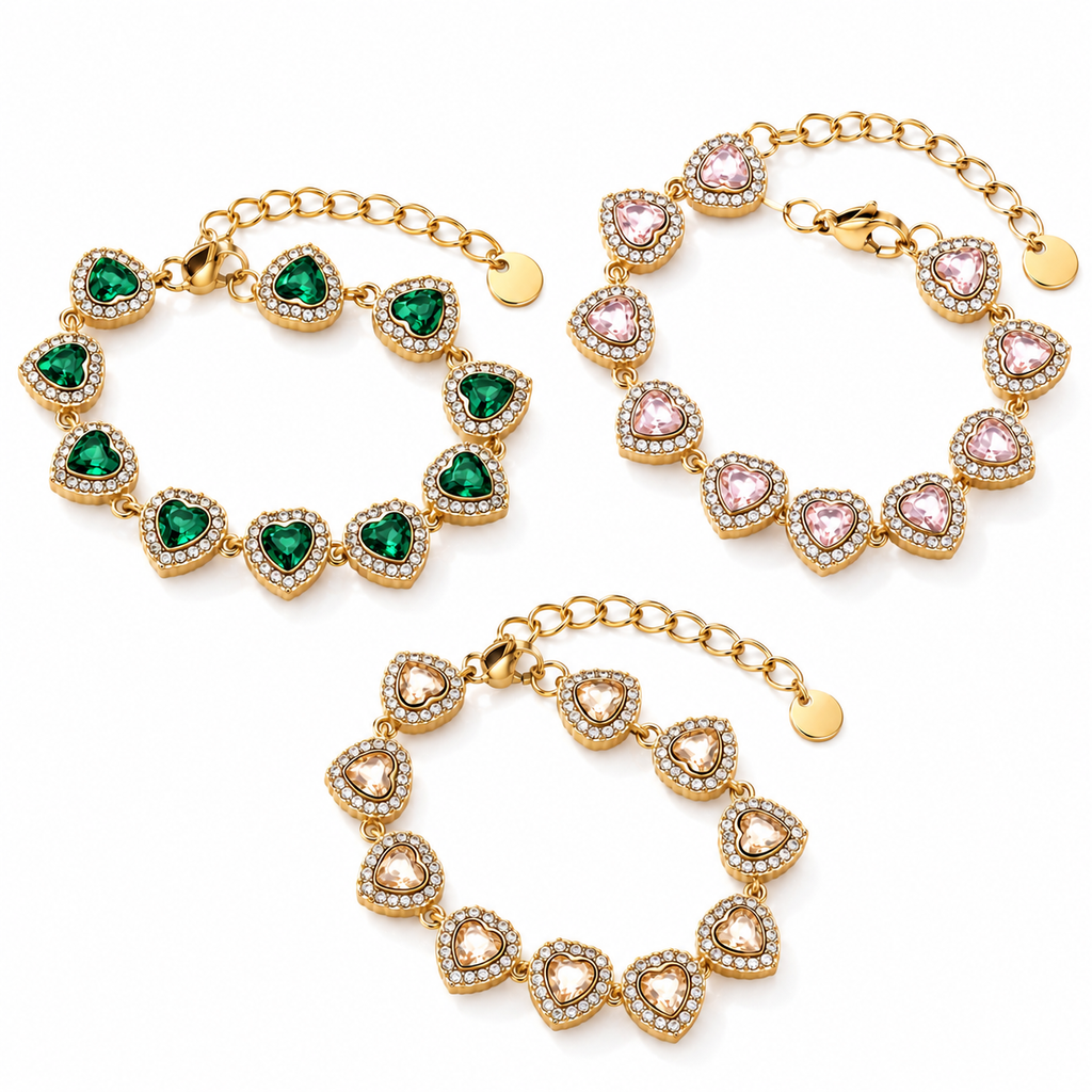 Amour Heart Crystal Tennis Bracelet