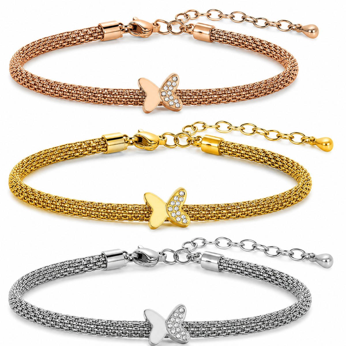 Celeste CZ Butterfly Mesh Bracelet