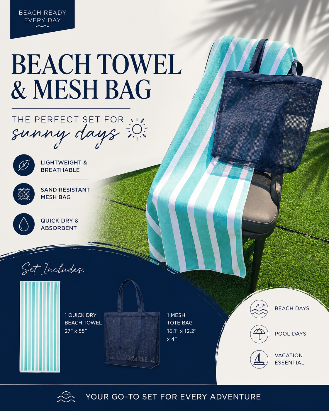 Spa Beach Towel and Carrying Bag Set