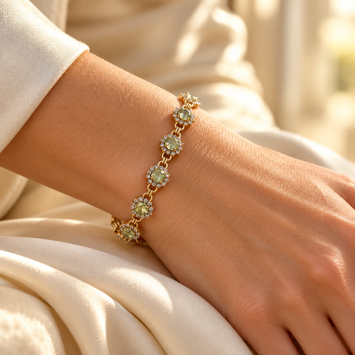 Garden Glow Crystal Flower Tennis Bracelet